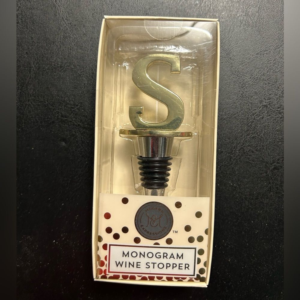 NWT Monogram Wine Stopper Letter S